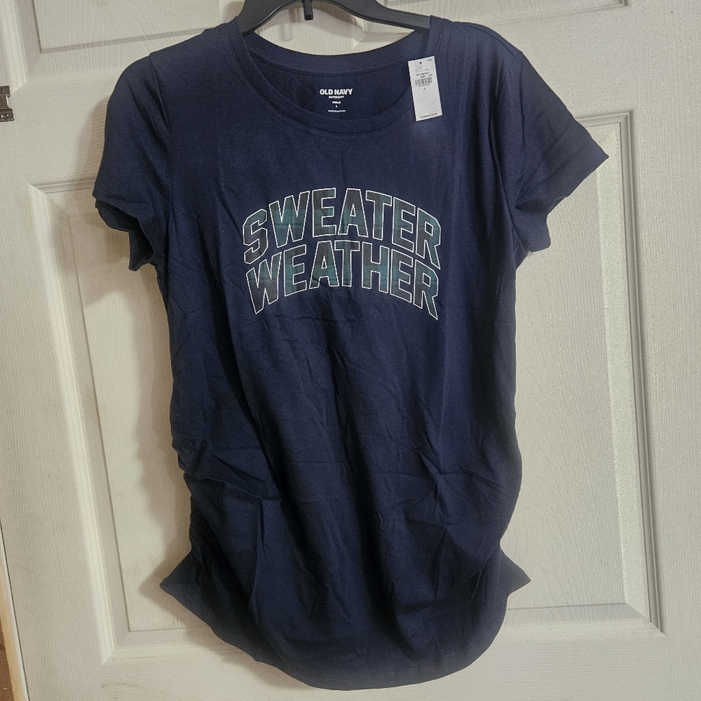 OLD NAVY MATERNITY SWEATER WEATHER FITTED TEE: BLUE: NEW WITH TAGS: SIZE LARGE